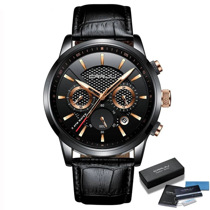 CRRJU New Fashion Sport Quartz Watches Men Luxury Business Leather Watch Waterproof Wristwatches Male Clock Relogio Masculino - Property & Safety Tradings