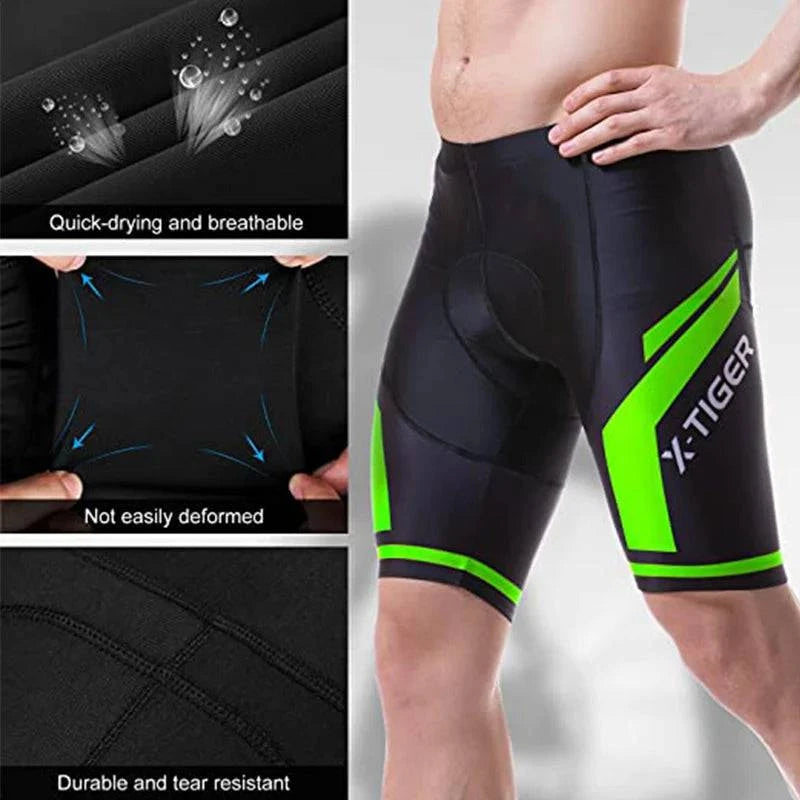 X-TIGER Men Cycling Shorts MTB Shockproof Bike Shorts Summer Breathable Bicycle Shorts With Coolmax 5D Gel Padded Bib Tights - Property & Safety Tradings