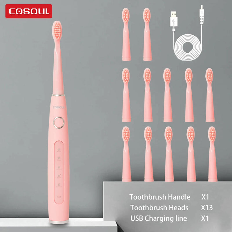 Electric Toothbrush Sonic Rechargeable Top Quality Smart Chip Toothbrush Head Replaceable Whitening Healthy Best Gift ! - PST PS Tradings