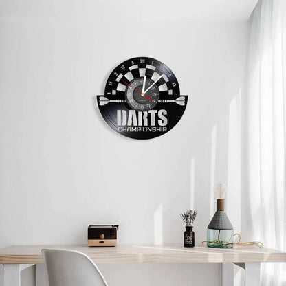 Darts Board Game Modern Wall Clock Game Boomerang Playroom Decor Silent Quartz Retro Championship Vinyl Record Laser Watch Decor - Property & Safety Tradings