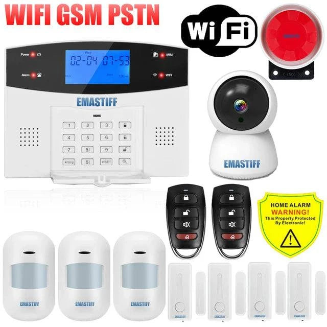 IOS Android APP Wired Wireless Home Security Tuya WIFI PSTN GSM Alarm System Intercom Remote Control Autodial Siren Sensor Kit - Property & Safety Tradings