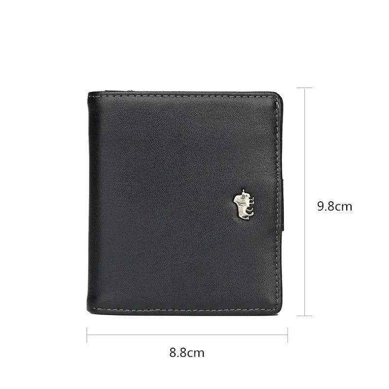 BISON DENIM Fashion Purse Men's Genuine Leather Wallet RFID Blocking Mini Wallet Male Card Holder Small Zipper Coin Purse W9317 - PST PS Tradings