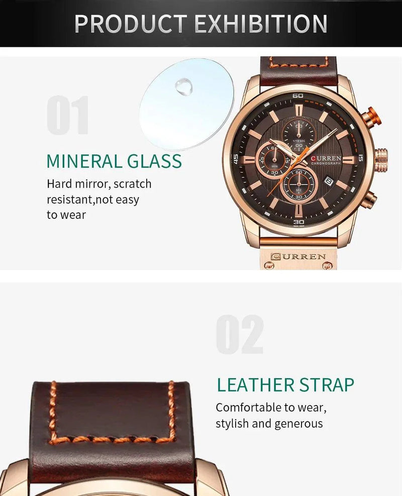 CURREN Fashion Date Quartz Men Watches Top Brand Luxury Male Clock Chronograph Sport Mens Wrist Watch Hodinky Relogio Masculino - Property & Safety Tradings