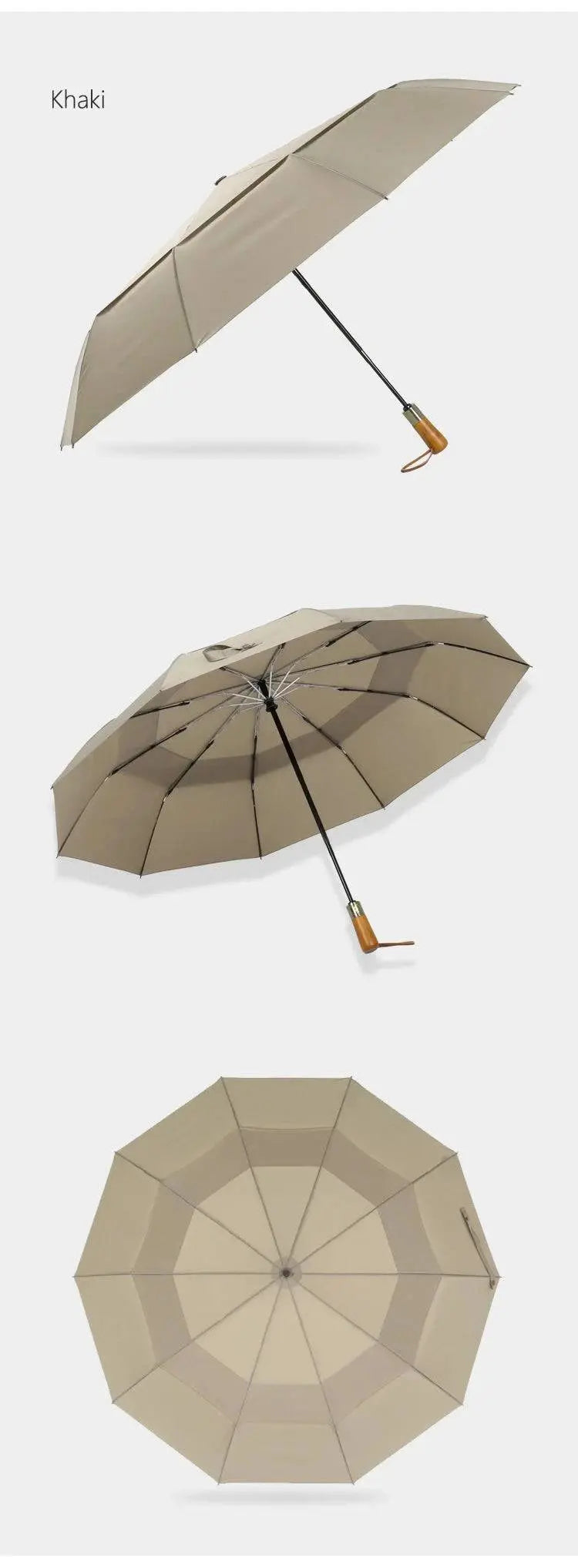 PARACHASE Big Umbrella Men Business Style 115cm Automatic Umbrella Rain Double Layer 10K Windproof Large Golf Umbrellas Wooden - Property & Safety Tradings