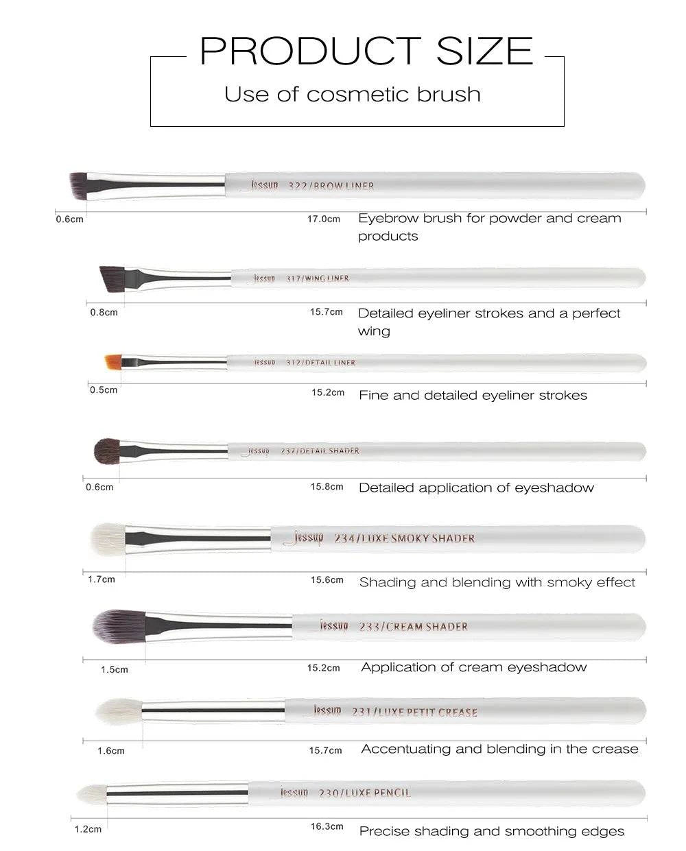 Jessup Professional Makeup Brushes Set 15pcs Make up Brush Pearl White/Silver Tools kit Eye Liner Shader natural-synthetic hair - PST PS Tradings