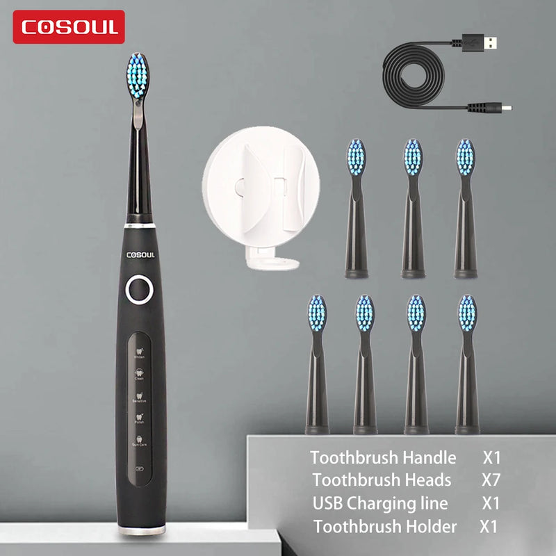 Electric Toothbrush Sonic Rechargeable Top Quality Smart Chip Toothbrush Head Replaceable Whitening Healthy Best Gift ! - PST PS Tradings