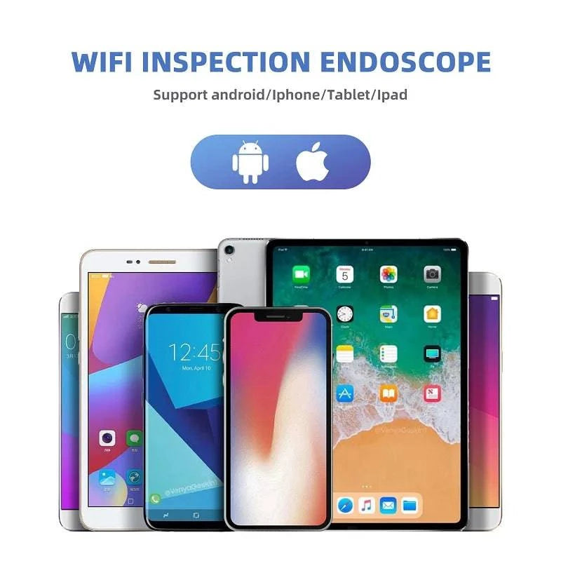 F99 Wifi Endoscope Camera HD720P 8mmLens USB Camera Semi-rigid Cable Waterproof Iphone Android Wireless Car Inspection Borescope - Property & Safety Tradings