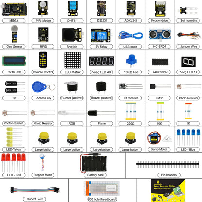 2024 Aktualisierte Version Keyestudio Super Starter Kit für Mega 2560R3 für UNOR3 Board, kompatibel mit Arduino Starter Kit + Tutorial