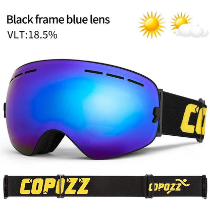 COPOZZ Brand Ski Goggles Double Layers UV400 Anti-fog Big Ski Glasses Skiing Mask Snowboard Men Women Snow Goggles GOG-201 Pro - Property & Safety Tradings