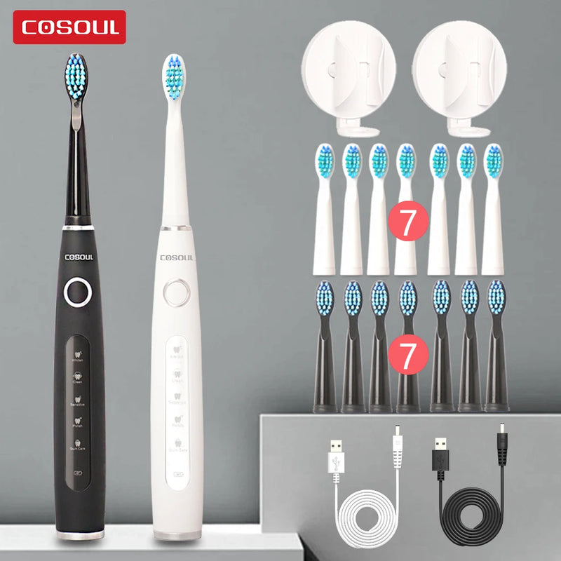 Electric Toothbrush Sonic Rechargeable Top Quality Smart Chip Toothbrush Head Replaceable Whitening Healthy Best Gift ! - PST PS Tradings