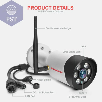 HD 1080P 5MP 8MP Wifi IP Camera Outdoor Wireless Full Color Night Vision CCTV Bullet Security Camera TF Card Slot APP CamHipro - Property & Safety Tradings