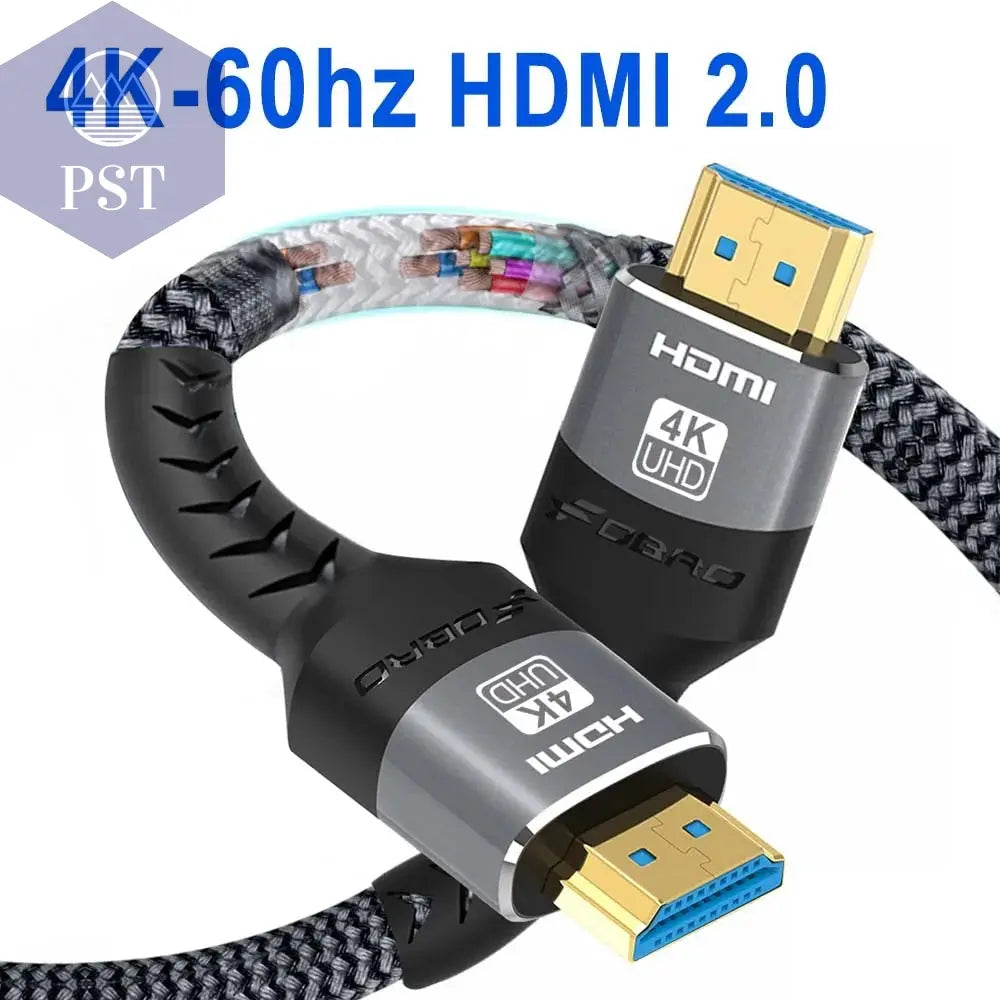 HDMI-kompatibles Kabel HDMI 2,0 4k 60Hz HDMI-Kabel 6,6 Fuß, 18 Gbit/s Hoch geschwindigkeit 2,0 geflochtenes Kabel kompatibler TV PS3/4 Projektor 1m 2m 3m       PST PS Tradings