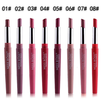 8 farbe Doppel-ende Lip Make-Up Lippenstift Bleistift Wasserdichte Langlebige Farbton Sexy Red Lip Stick Schönheit Matte Liner stift Lippenstift