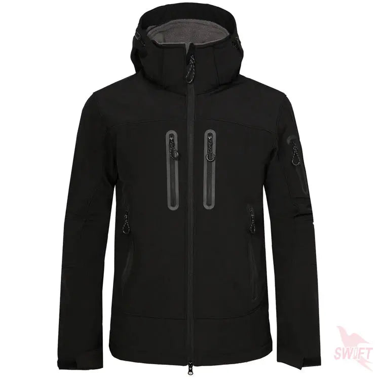 Custom Print New Softshell Jacket Men Waterproof Fleece Thermal Outdoor Hooded Hiking Coat Ski Trekking Camping Hoodie Clothing - Property & Safety Tradings