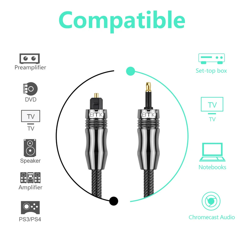 Emk digital sound toslink zu mini toslink kabel 3,5mm spdif optisches kabel 3,5 zu optischem audio kabel adapter 1m 10m