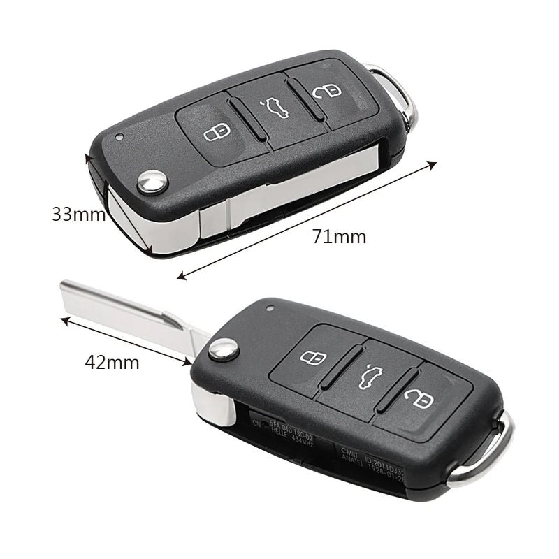 3 Buttons Car Key Shell Remote Flip for Beetle/Caddy/Eos/Golf/Jetta/Polo/Scirocco/Tiguan/Touran/UP For VW Blank Keys Cover Case - PST PS Tradings