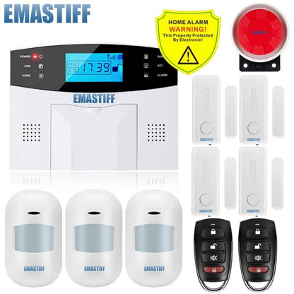 NEW Built-in antenna Door Gap Sensor PIR Motion Detector Wireless LCD GSM SIM card House security Alarm system Smoke Flash Siren - Property & Safety Tradings