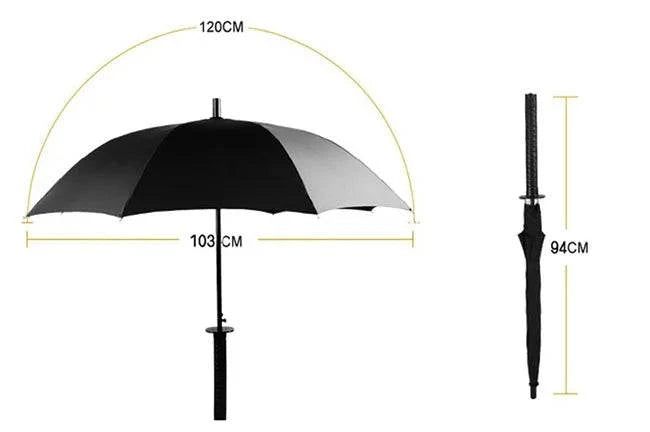 8K Creative black Japanese Long Handle Large Windproof Samurai Sword Umbrella Japan Ninja Sun Umbrella Straight Umbrella Open - Property & Safety Tradings