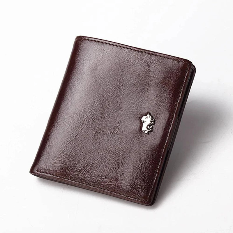 BISON DENIM Fashion Purse Men's Genuine Leather Wallet RFID Blocking Mini Wallet Male Card Holder Small Zipper Coin Purse W9317 - PST PS Tradings