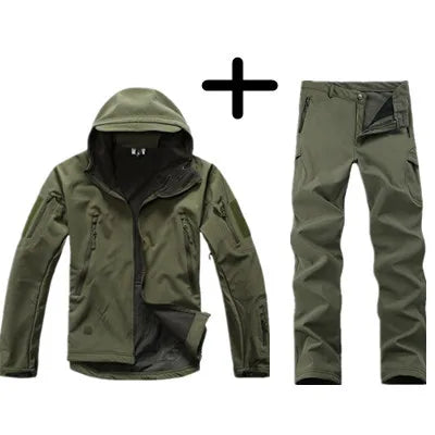 TAD Gear Tactical Softshell Camouflage Jacket Set Men Camping Windbreaker Waterproof Hiking Clothes Set Fleece Outdoors Jacket