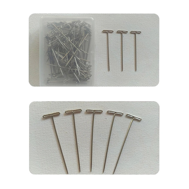 50 Pieces Wig T Pins for Holding Wigs Silver 32mm Long T-pins Styling Tools For Wig Display OLD STREET - PST PS Tradings