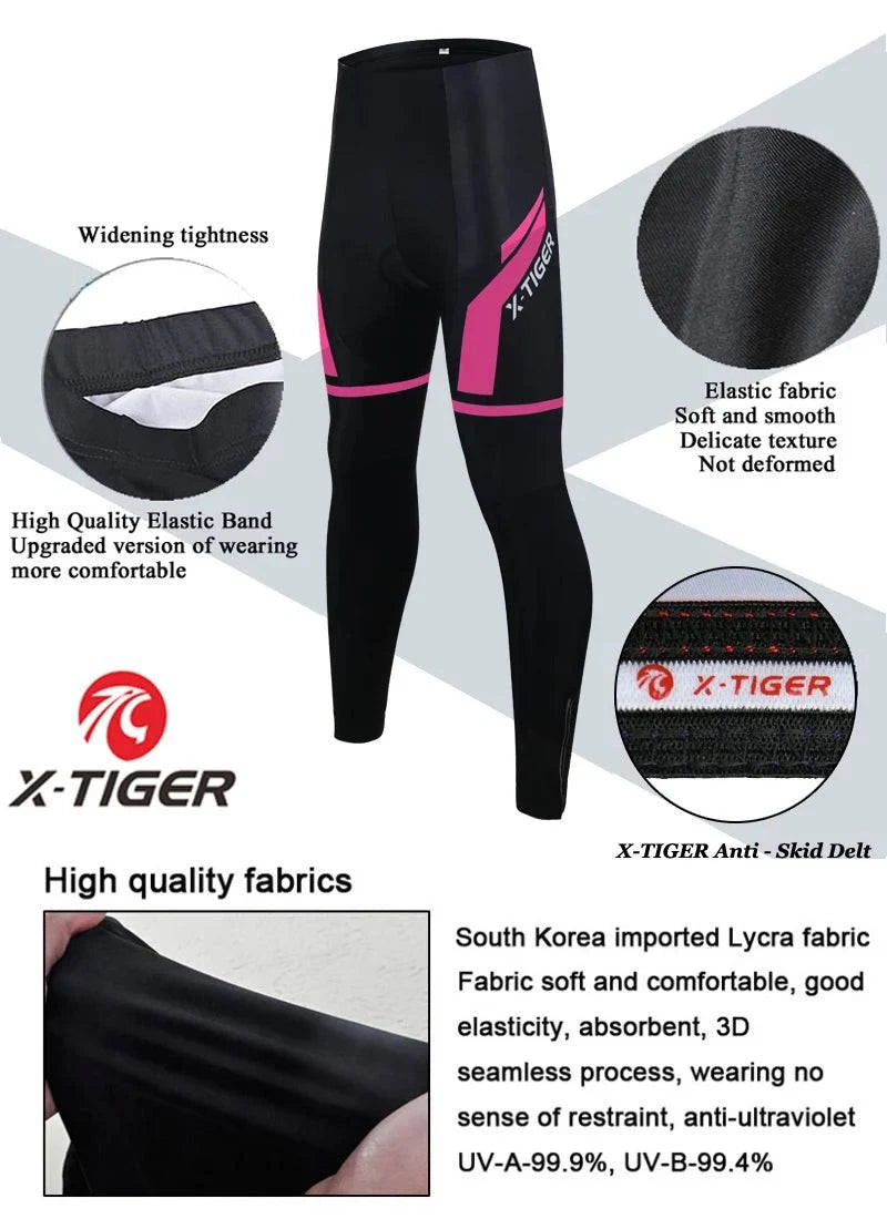 X-Tiger Women Anti-shock Cycling Pants Mountain Bike Cycling Trousers Anti-sweat 5D Anti Slip Padded Gel Racing Bicycle Pants - Property & Safety Tradings