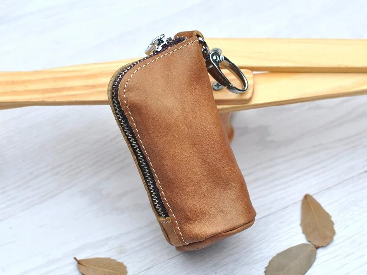 CICICUFF Men Key Bag Genuine Cow Leather Buckets Key Cases Pouch Zipper Keychain Auto Car Key Case Bag Women Home Key Holder - PST PS Tradings