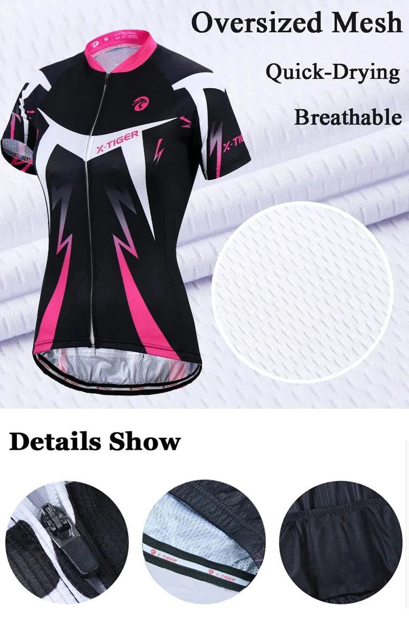 X-Tiger Women's Cycling Jersey Set Summer Anti-UV Cycling Bicycle Clothing Quick-Dry Mountain Female Bike Clothes Cycling Set - Property & Safety Tradings