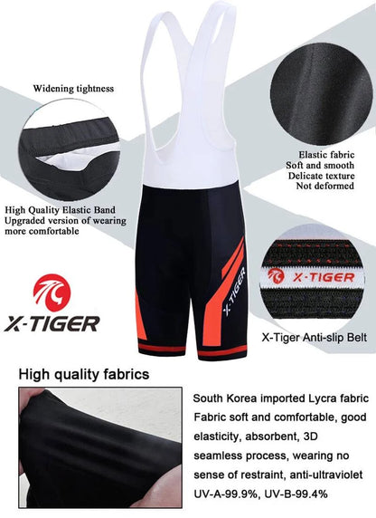 X-TIGER Men Cycling Shorts MTB Shockproof Bike Shorts Summer Breathable Bicycle Shorts With Coolmax 5D Gel Padded Bib Tights - PST PS Tradings