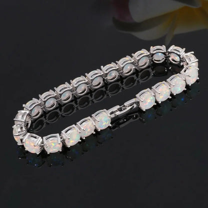 Cineily White Fire Opal Stein Kettenglied Armband & Armreifen versilbert Luxus größere Boho Bohemia Sommers chmuck Geschenke für Frauen