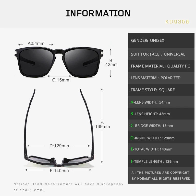 KDEAM Unisex-Fit Design Sunglasses Polarized Clean Look Shatter-resistant Sun Glasses Men Sport Shades lentes de sol