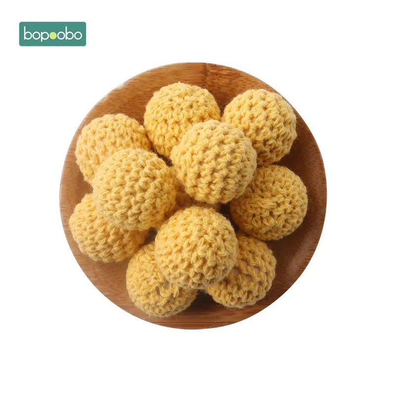 Bopoobo 20mm 10pcs Wooden Crochet Beads Chewable Beads DIY Wooden Teething Knitting Beads Jewelry Crib Sensory Toy Baby Teether - PST PS Tradings