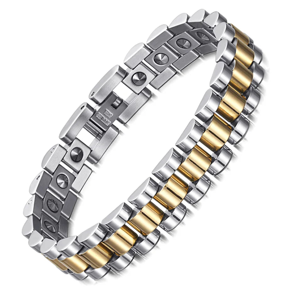 RainSo 99.999% Reinem Germanium Armband für Frauen Korea Beliebte Edelstahl Gesundheit Magnetische Germanium Energie Paar Schmuck