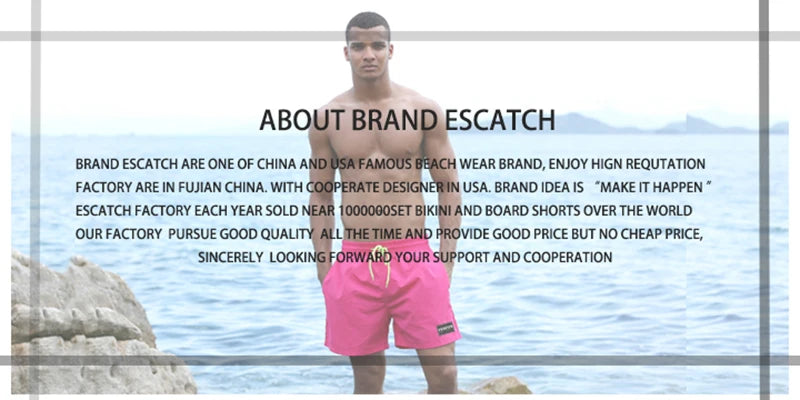 Escatch Quick Dry Summer Mens Siwmwear Beach Board Shorts Briefs For Man Swim Trunks Male Sportswear Beachwear Fitness Plus Size - PST PS Tradings