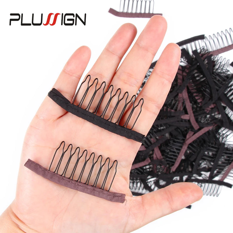 Stainless Steel Wig Combs For Wig Caps 12Pcs/Lot Factory Supply Wig Clips For Hair Extensions Best Clips For Wigs Big 8 Theeth - PST PS Tradings