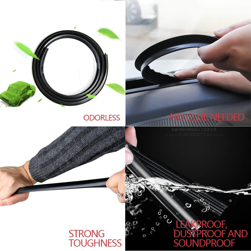 Car Sticker Dashboard Sealing Strip Noise Sound Insulation Rubber Strips Leakproof Weatherstrip Auto Anti Leak Strip Accessories - PST PS Tradings