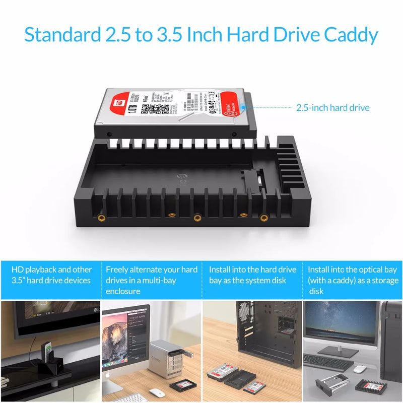 ORICO 2.5 SATA mSATA NGFF to 3.5 Hard Drive Caddy Standard 2.5 to 3.5 Inch Hard Drive Caddy SATA 3.0 Fast Transfer Speed-Black - PST PS Tradings