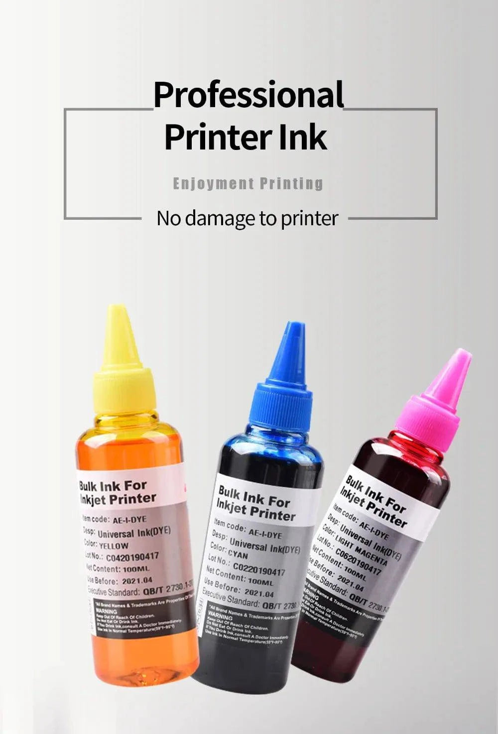 5x100ml Universal Dye Ink Refill for HP Canon Epson Brother Dell Deskjet Inkjet Printer, BK C M Y Bottle Tank Cartridge CISS Ink - PST PS Tradings