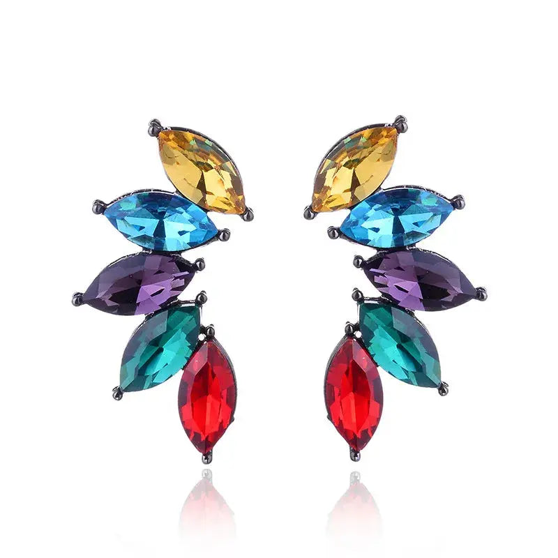 LUBOV 2018 Trendy Angel Wing Design Opal Stone Stud Earrings Women Elegant Crystal Earrings Christmas Gift Jewelry - Property & Safety Tradings