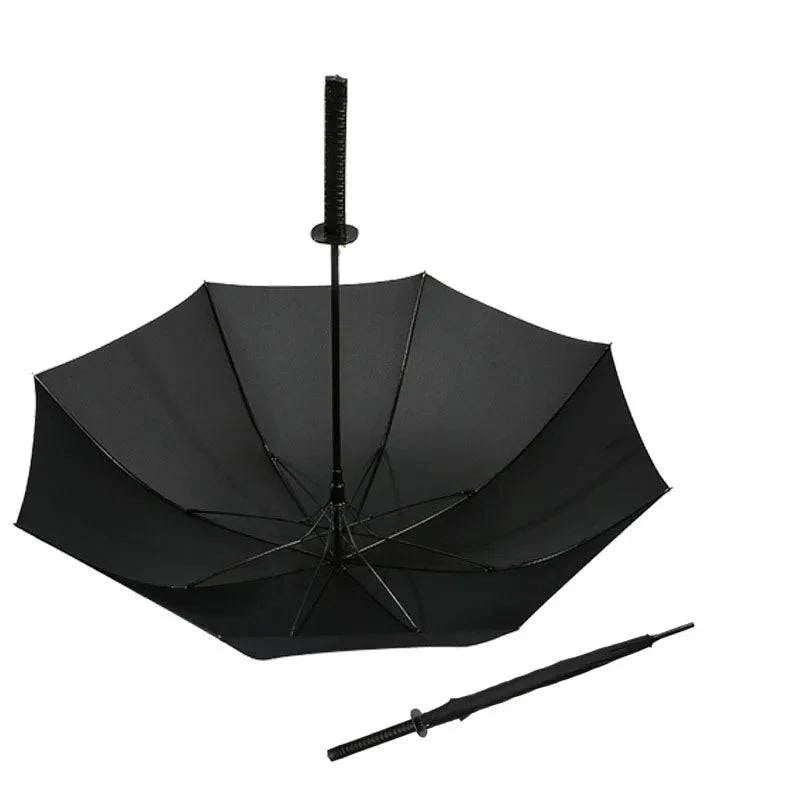 8K Creative black Japanese Long Handle Large Windproof Samurai Sword Umbrella Japan Ninja Sun Umbrella Straight Umbrella Open - Property & Safety Tradings