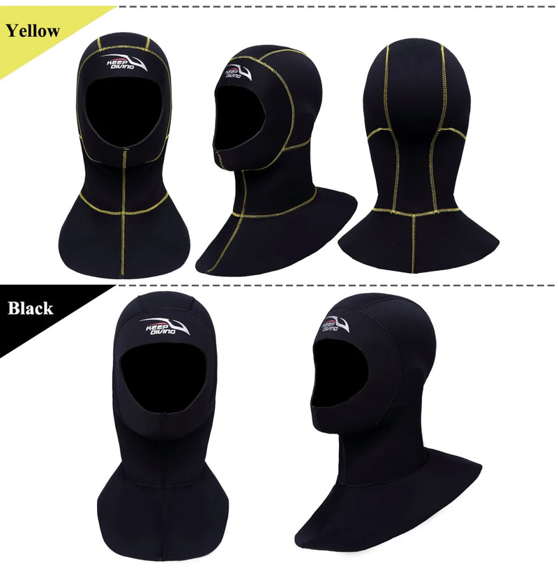 KEEP DIVING 3mm Neoprene Scuba Diving Hood With Shoulder Snorkeling Equipment Hat Cap Winter Swim Warm Wetsuit Spearfishing - PST PS Tradings