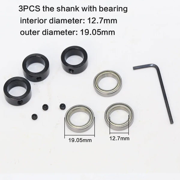 Top Mounted 1/2, 3/8, 3/4 Bearing & Stop Ring for 1/4"1/2 SH Router Bit