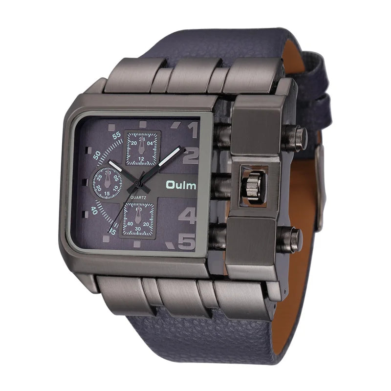 Oulm 3364 Casual Wristwatch Square Dial Wide Strap Men's Quartz Watch Luxury Brand Male Clock Super Big Men Watches montre homme - Property & Safety Tradings