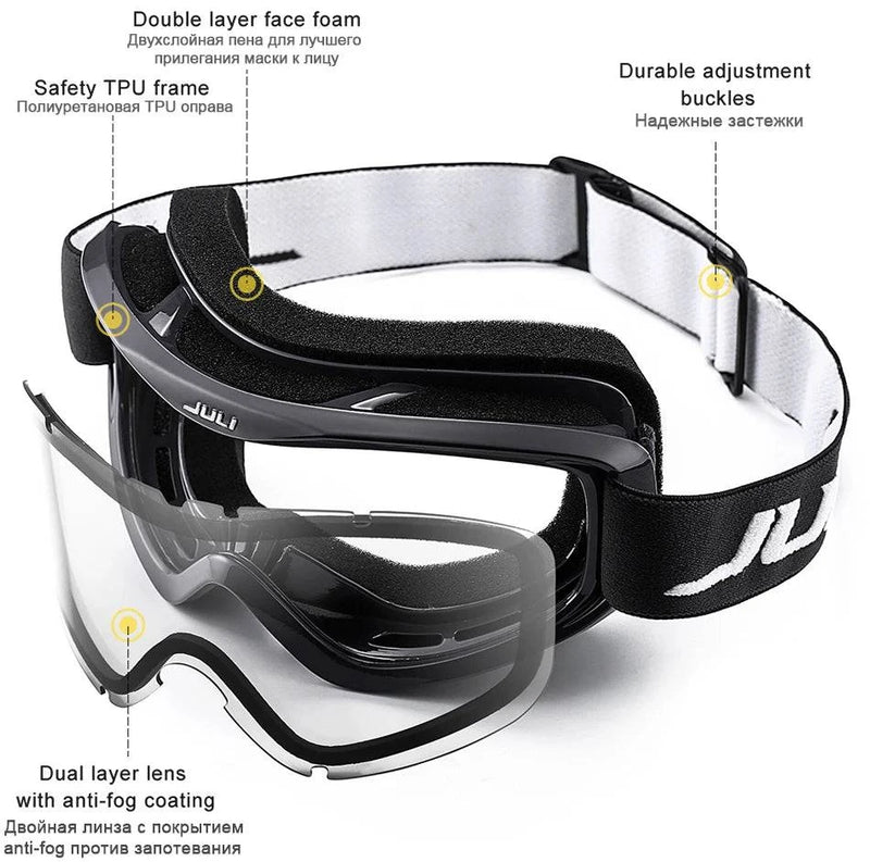 MAXJULI Brand Professional Ski Goggles Double Layers Lens Anti-fog UV400 Ski Glasses Skiing Men Women Snow Goggles - Property & Safety Tradings