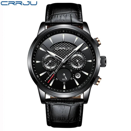 CRRJU New Fashion Sport Quartz Watches Men Luxury Business Leather Watch Waterproof Wristwatches Male Clock Relogio Masculino - Property & Safety Tradings