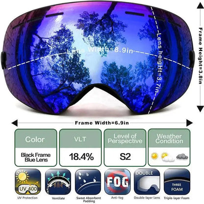 Ski Goggles,Winter Snow Sports Goggles with Anti-fog UV Protection for Men Women Youth Interchangeable Lens - Premium Goggles - Property & Safety Tradings