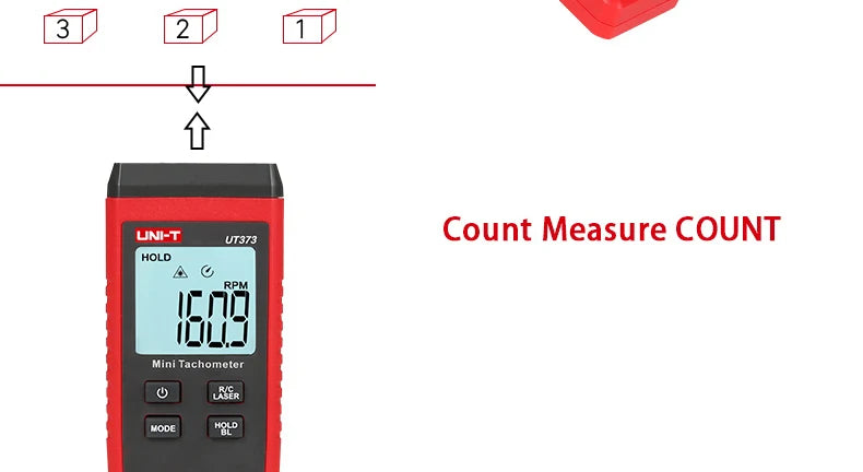 UNI-T Mini Digital Laser Tachometer UT373 Non-Contact Tachometer RPM Range 10-99999RPM Tachometer Odometer Backlight