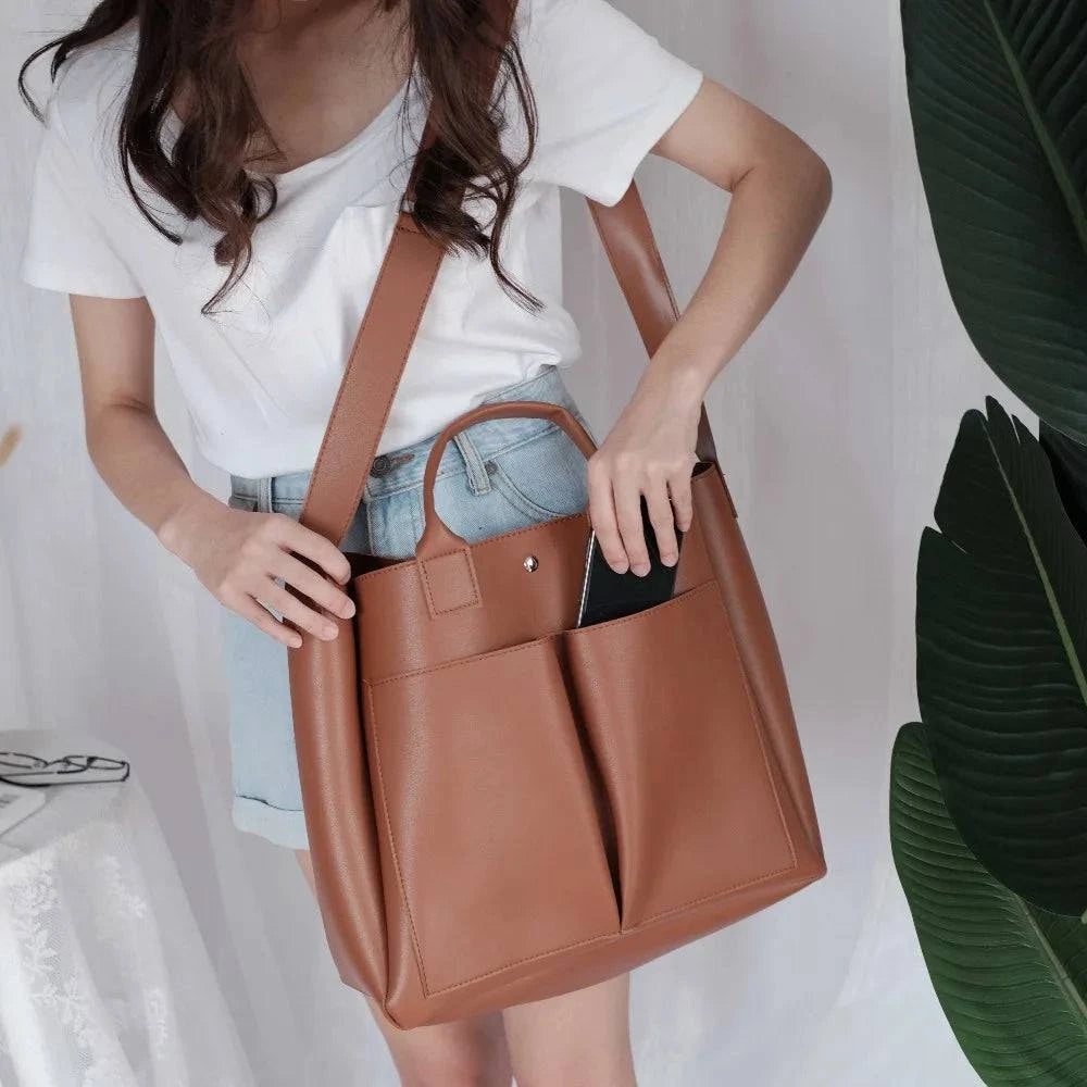 2022 new Pu Leather laptop Bag Simple Handbags Famous Brands Women Shoulder Bag Casual Big Tote Vintage Ladies Crossbody Bags - Property & Safety Tradings