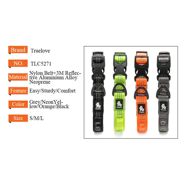 Truelove Dog Collars Set 3M Reflective Collar for Small Medium Large Dogs Puppy Adjustable Padded Soft Nylon Comfy Neck TLC5271 - PST PS Tradings