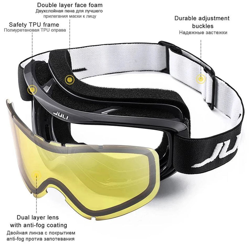 MAXJULI Brand Professional Ski Goggles Double Layers Lens Anti-fog UV400 Ski Glasses Skiing Men Women Snow Goggles - Property & Safety Tradings